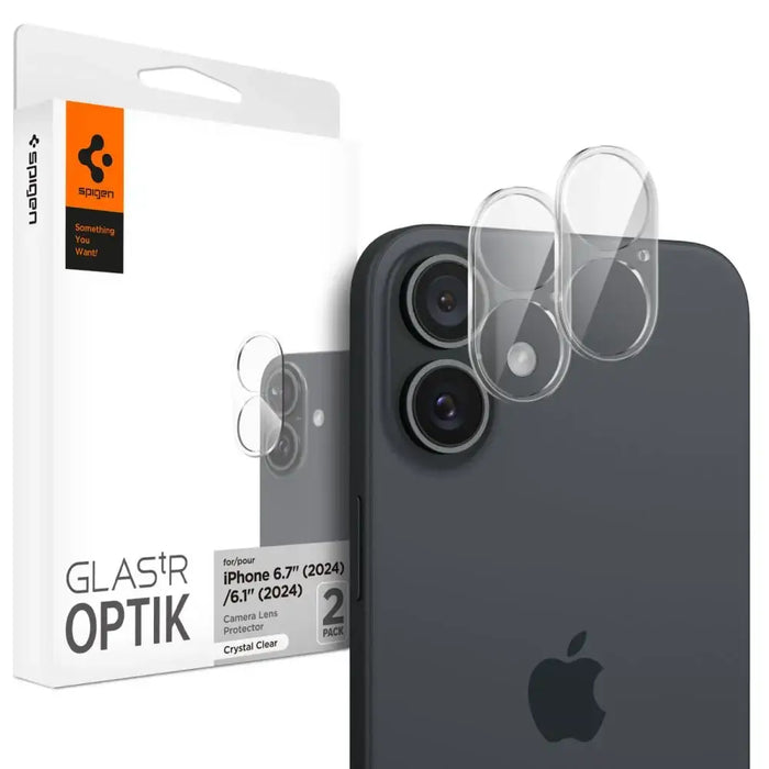 Spigen Optik Glas.tR tempered glass for iPhone 16 / 16 Plus camera - transparent (2 pcs.) - Cell phone tempered