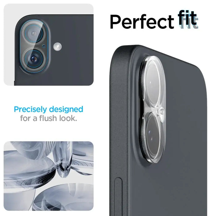 Spigen Optik Glas.tR tempered glass for iPhone 16 / 16 Plus camera - transparent (2 pcs.) - Cell phone tempered