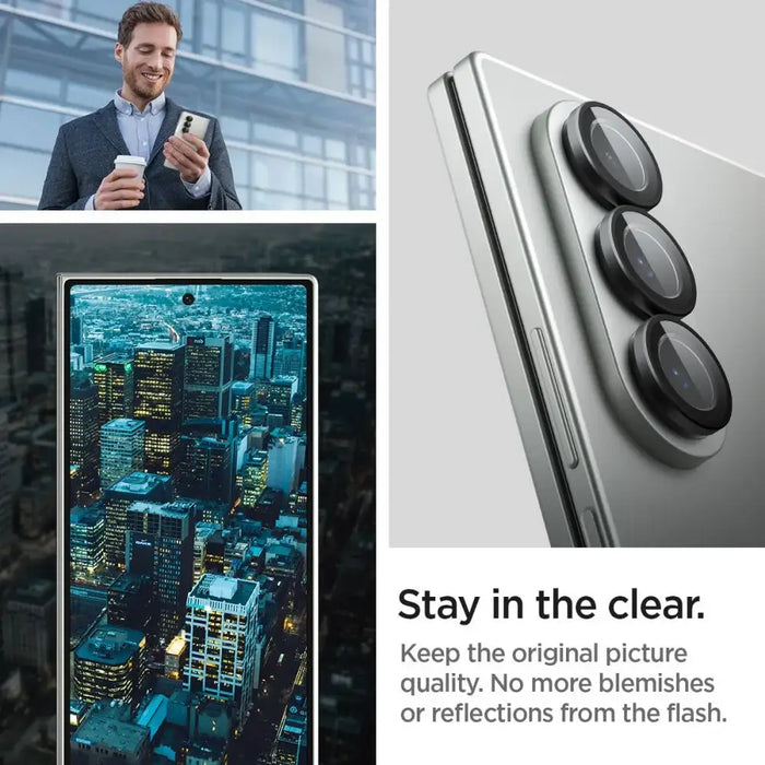 Spigen Optik Pro HD Glas.TR EZ Fit 2-pack Camera Protector for Samsung Galaxy Z Fold 7 - Black - Cell phone tempered