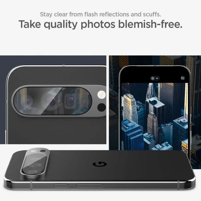 Spigen Optik.tR Ez Fit Tempered Glass Camera Screen Protector for Google Pixel 9 Pro (2-Pack) - Cell phone tempered