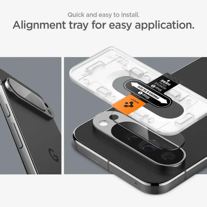 Spigen Optik.tR Ez Fit Tempered Glass Camera Screen Protector for Google Pixel 9 Pro (2-Pack) - Cell phone tempered