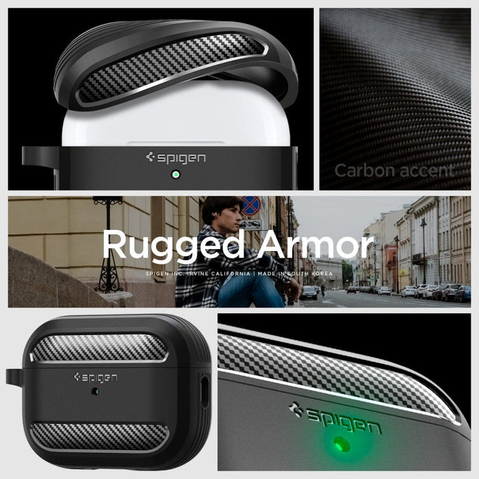 Spigen Rugged Armor Case for Apple AirPods Pro 1 / 2 - Matte Black - Cell phone cases and covers<<<HurtelXML