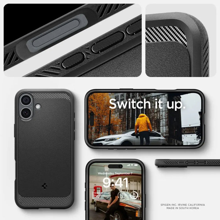 Spigen Rugged Armor MagSafe case for iPhone 16 - black - Cell phone cases and covers<<<HurtelXML