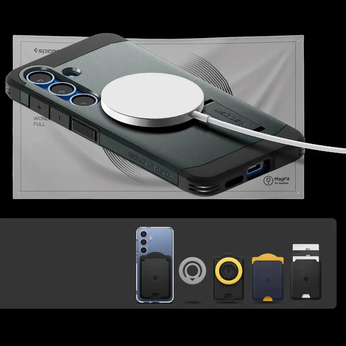 Spigen Tough Armor MagSafe Case for Samsung Galaxy S25 - Green - Cell phone cases and covers<<<HurtelXML