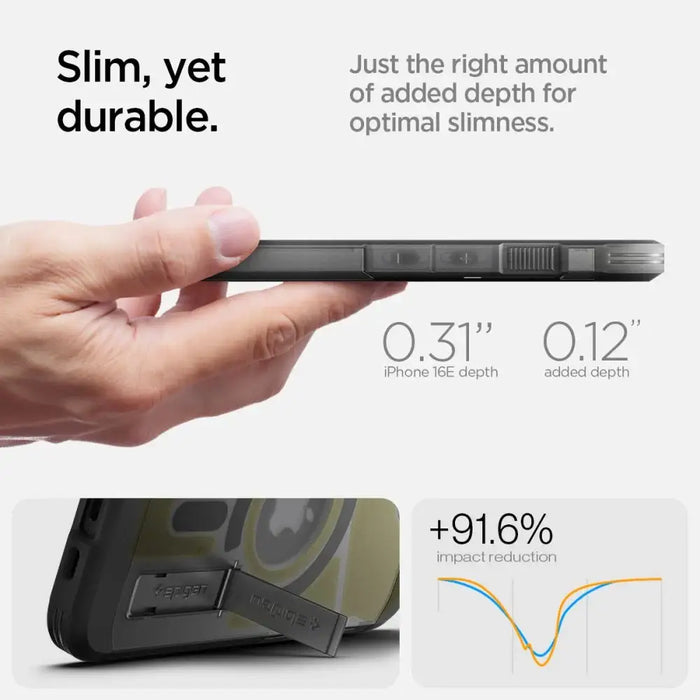 Spigen Tough Armor MagSafe iPhone 16e Case - Clear Gray - Cell phone cases and covers<<<HurtelXML