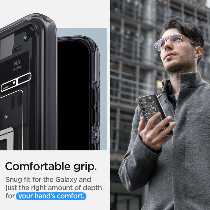 Spigen Ultra Hybrid Case for Samsung Galaxy S24 - Dark Gray (Zero One Pattern) - Cell phone cases and covers<<<HurtelXML
