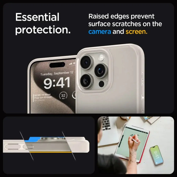 Spigen Ultra Hybrid iPhone 15 Pro Case - Natural Titanium - Cell phone cases and covers<<<HurtelXML