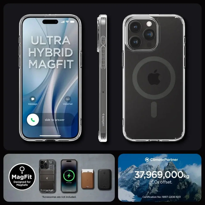 Spigen Ultra Hybrid Mag Case with MagSafe for iPhone 15 Pro - Clear Gray - Cell phone cases and covers<<<HurtelXML