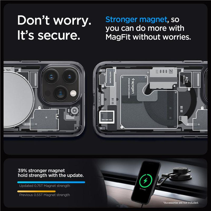 Spigen Ultra Hybrid Mag Case with MagSafe for iPhone 15 Pro - Dark Gray (Zero One Pattern) - Cell phone cases