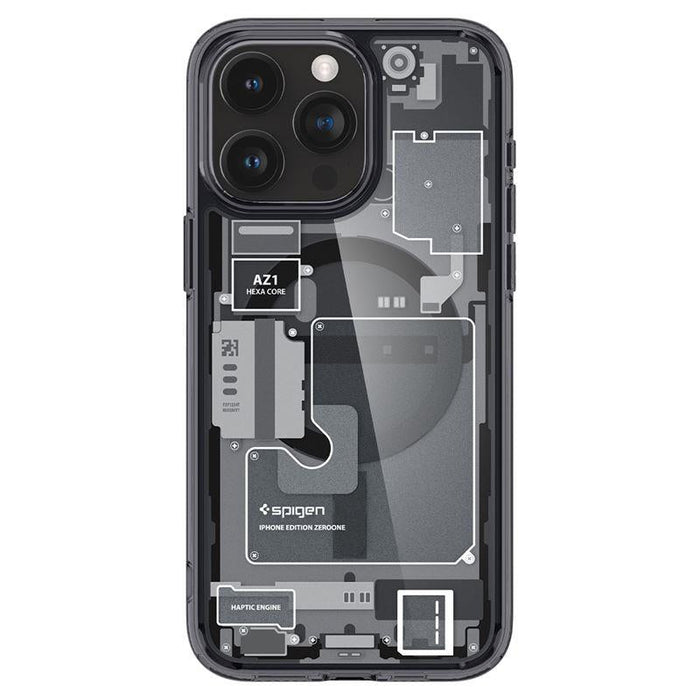 Spigen Ultra Hybrid Mag Case with MagSafe for iPhone 15 Pro - Dark Gray (Zero One Pattern) - Cell phone cases