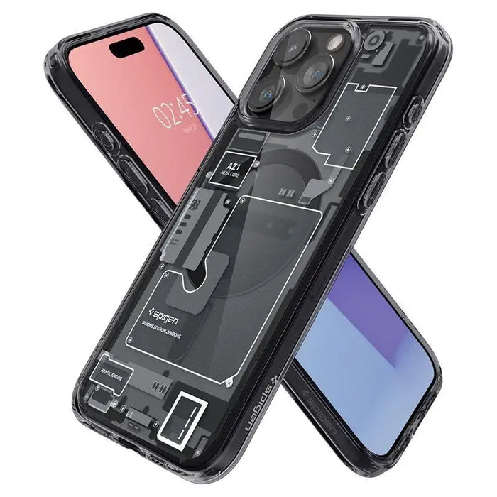 Spigen Ultra Hybrid Mag Case with MagSafe for iPhone 15 Pro Max - Dark Gray (Zero One Pattern) - Cell phone cases