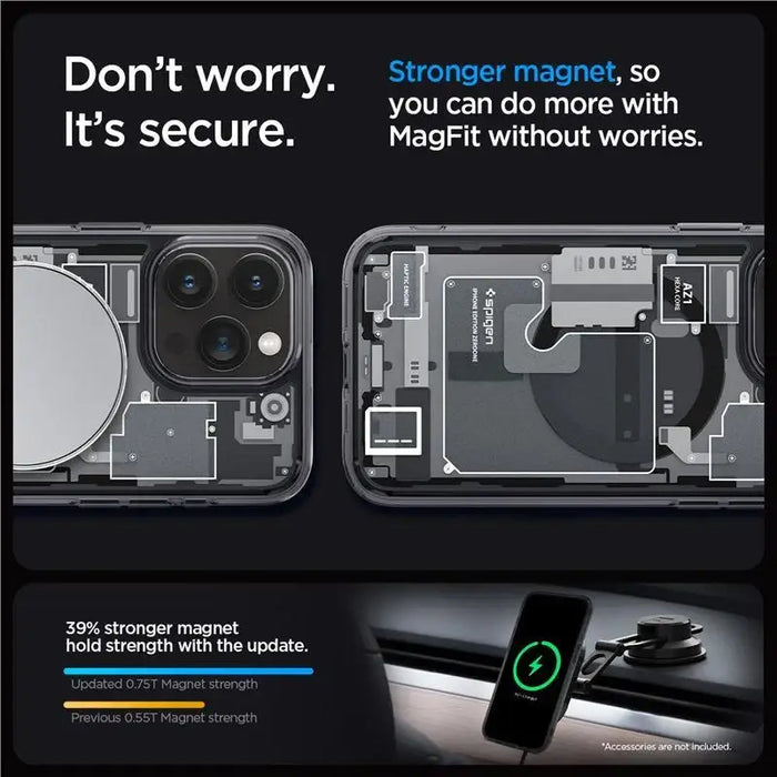 Spigen Ultra Hybrid Mag Case with MagSafe for iPhone 15 Pro Max - Dark Gray (Zero One Pattern) - Cell phone cases