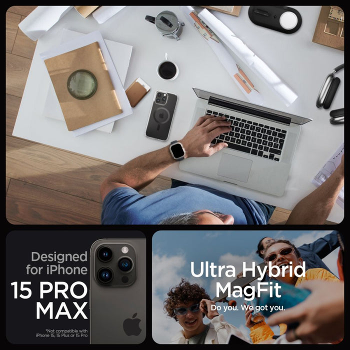 Spigen Ultra Hybrid Mag Case with MagSafe for iPhone 15 Pro Max - Gray - Cell phone cases and covers<<<HurtelXML