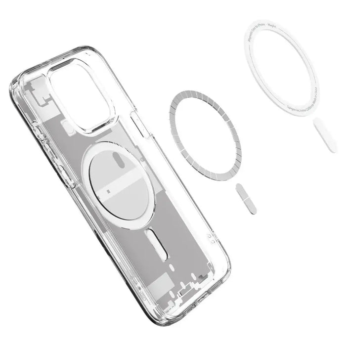 Spigen Ultra Hybrid Mag Case with MagSafe for iPhone 15 Pro - White (Zero One Pattern) - Cell phone cases
