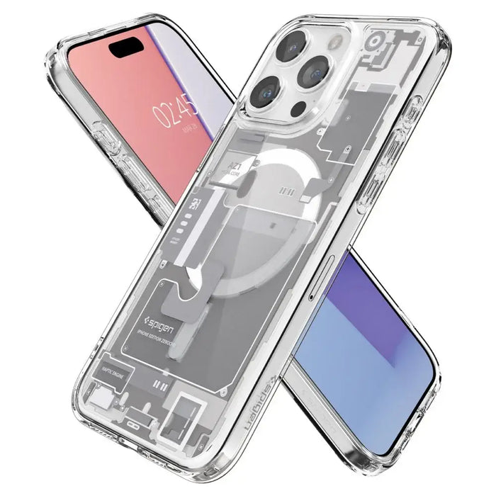 Spigen Ultra Hybrid Mag Case with MagSafe for iPhone 15 Pro - White (Zero One Pattern) - Cell phone cases