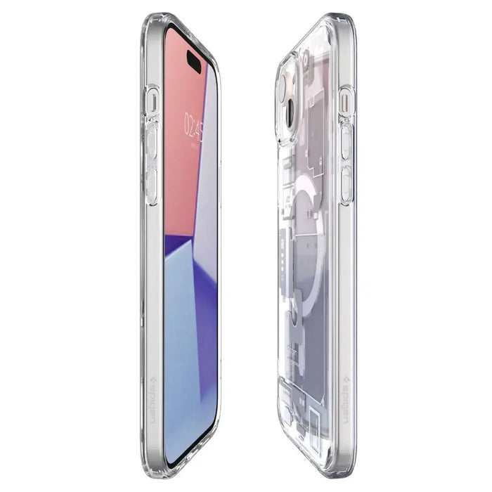 Spigen Ultra Hybrid Mag Case with MagSafe for iPhone 15 - White (Zero One Pattern) - Cell phone cases