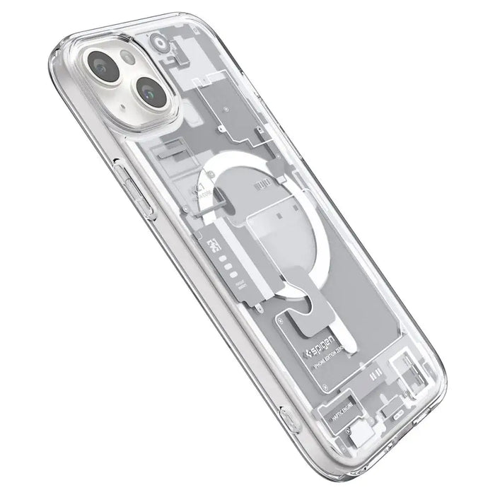 Spigen Ultra Hybrid Mag Case with MagSafe for iPhone 15 - White (Zero One Pattern) - Cell phone cases