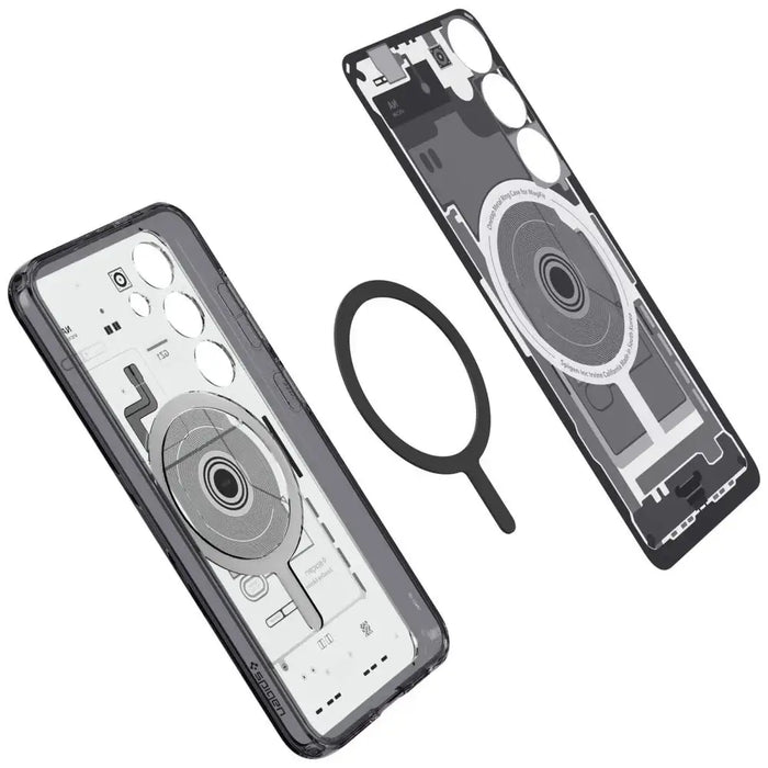 Spigen Ultra Hybrid OneTap Ring Case with MagSafe for Samsung Galaxy S24 - Clear (Zero One Pattern) - Cell phone cases