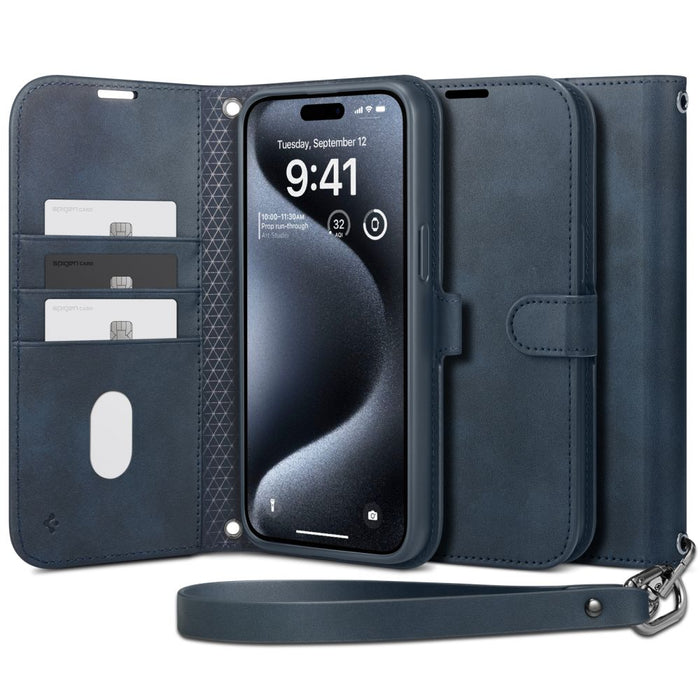 Spigen Wallet S Pro Case for iPhone 15 Pro - Navy Blue - Cell phone cases and covers<<<HurtelXML