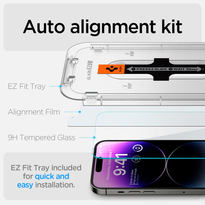 Spigen Glas.tR EZ Fit tempered glass for iPhone 14 Pro - 2 pcs.