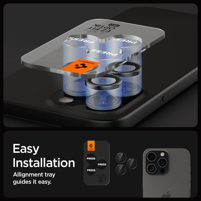 Spigen Glas.tR EZ Fit Optik Camera Protector for iPhone 14 Pro / Pro Max / 15 Pro / Pro Max / 16 Pro / Pro Max 17 Pro / 17 Pro Max - Black 2 pcs.