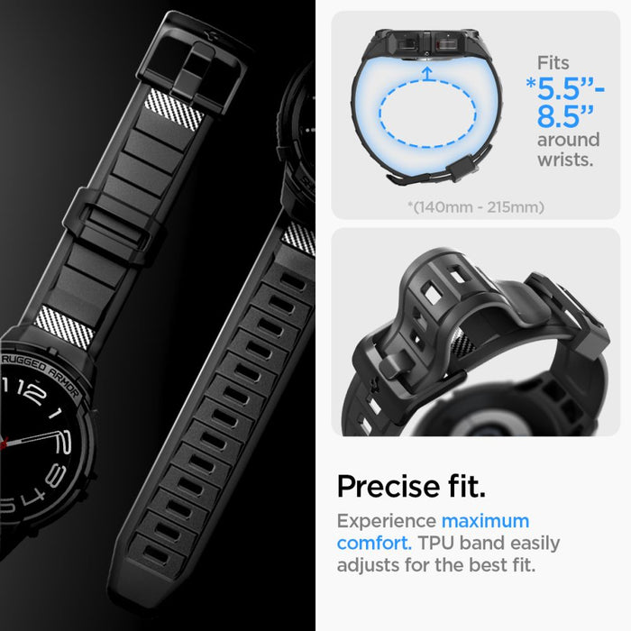 Spigen Rugged Armor Pro Case with Strap for Samsung Galaxy Watch 6 Classic (47mm) - Black
