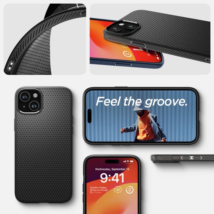 Spigen Liquid Air Case for iPhone 15 Plus - Matte Black