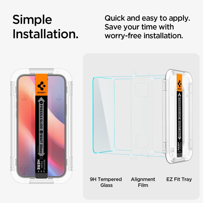 Spigen Glas.tR EZ Fit Tempered Glass for iPhone 15 / 16