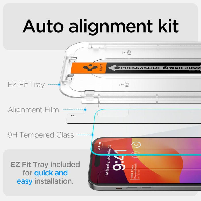 Spigen Glas.tR EZ Fit Tempered Glass for iPhone 15 Plus / 16 Plus