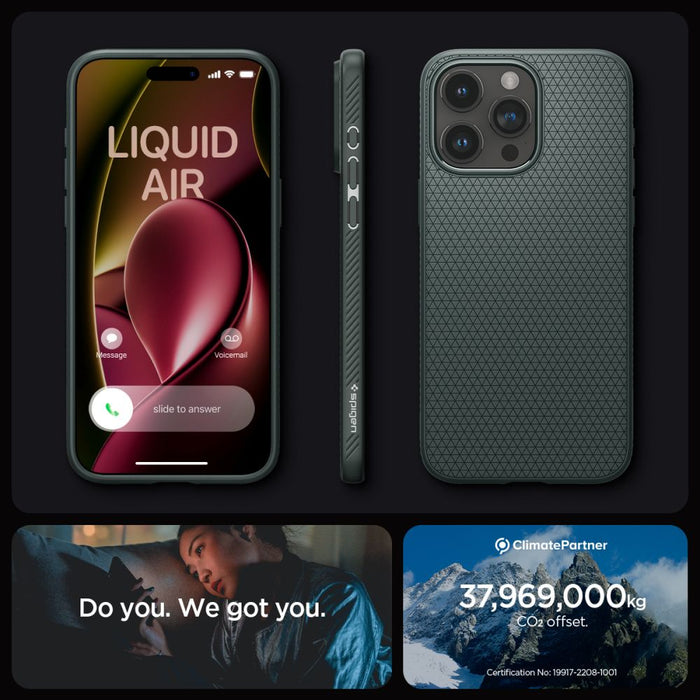 Spigen Liquid Air iPhone 15 Pro Max Case - Dark Green
