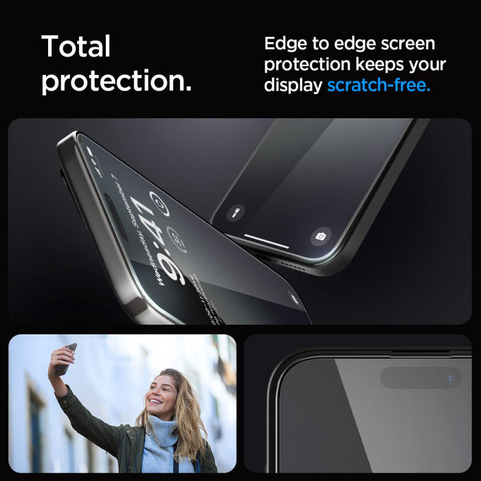 Spigen Glas.tR EZ Fit FC Tempered Glass for iPhone 15 Pro Max - Black 2 pcs.