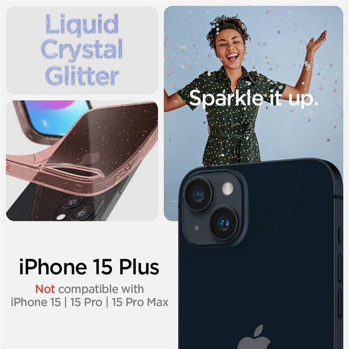 Spigen Liquid Crystal Glitter iPhone 15 Plus Case - Pink/Clear