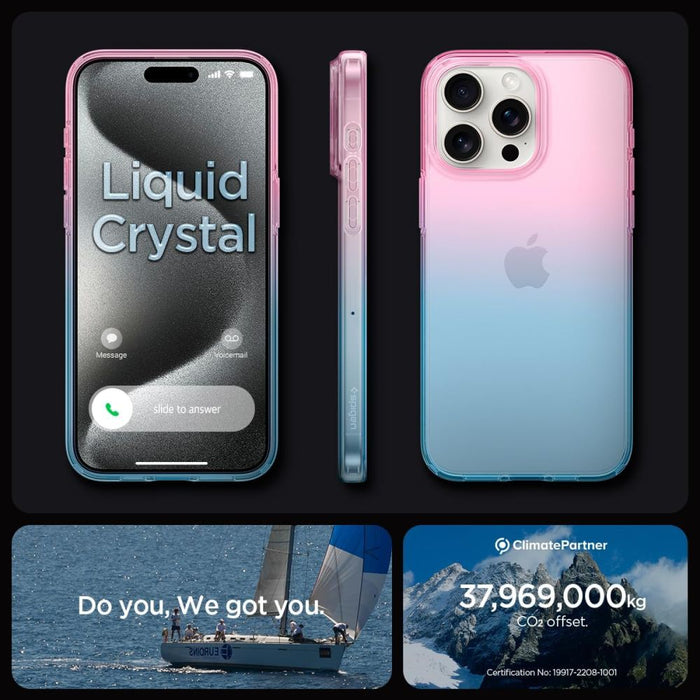 Spigen Liquid Crystal iPhone 15 Pro Case - Pink/Blue
