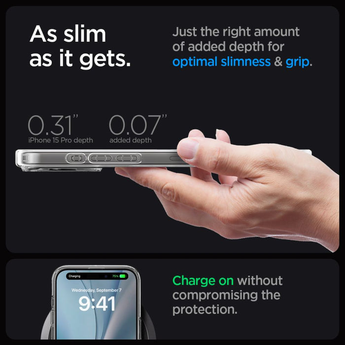 Spigen Ultra Hybrid Mag Case with MagSafe for iPhone 15 Pro - Clear Black