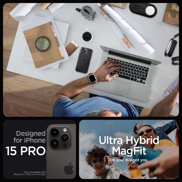 Spigen Ultra Hybrid Mag Case with MagSafe for iPhone 15 Pro - Clear Black