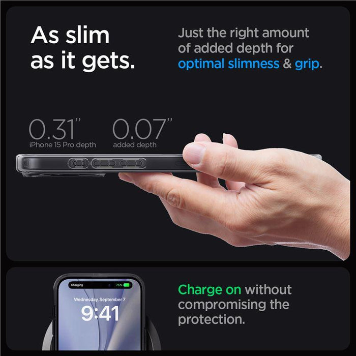 Spigen Ultra Hybrid Mag Case with MagSafe for iPhone 15 Pro - Dark Gray (Zero One Pattern)