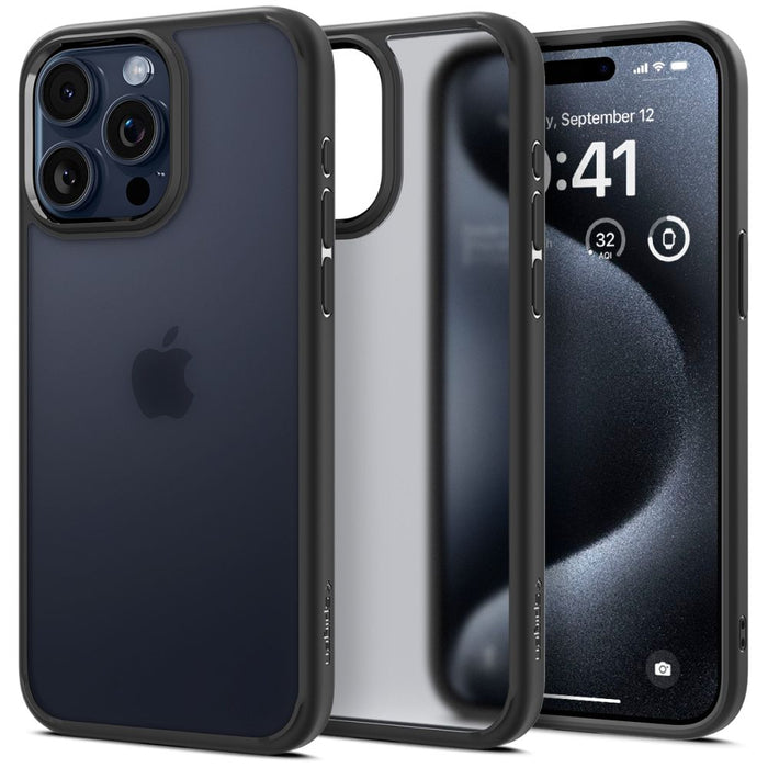 Spigen Ultra Hybrid iPhone 15 Pro Case - Clear Black