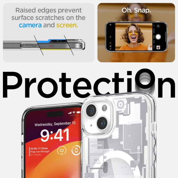 Spigen Ultra Hybrid Mag Case with MagSafe for iPhone 15 Plus - White (Zero One Pattern)