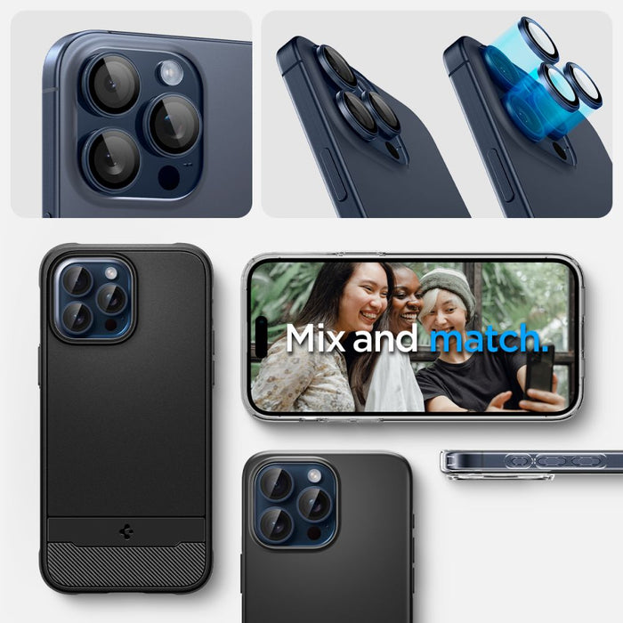 Spigen Optik.tR EZ Fit Camera Protector for iPhone 14 Pro / Pro Max / 15 Pro / Pro Max - Titanium Blue 2 pcs.