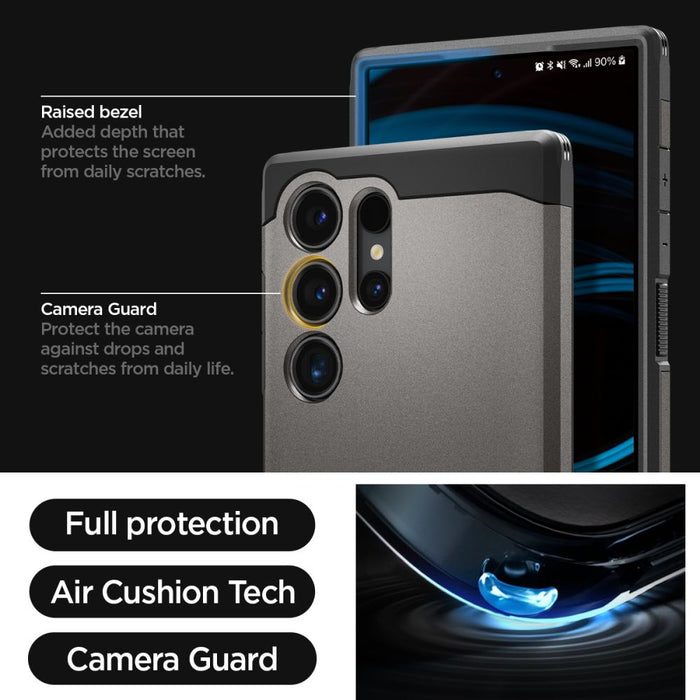 Spigen Tough Armor Case for Samsung Galaxy S24 Ultra - Metallic Gray