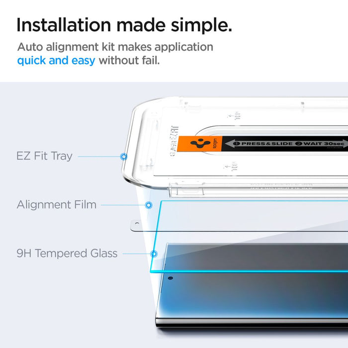 Spigen Glas.tR EZ Fit Tempered Glass for Samsung Galaxy S24 Ultra - 2 pcs.