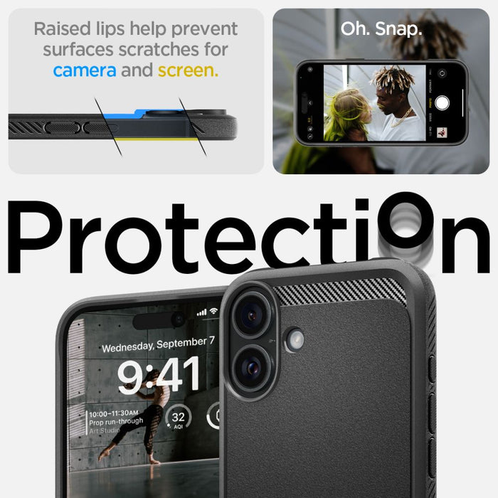 Spigen Rugged Armor MagSafe case for iPhone 16 - black