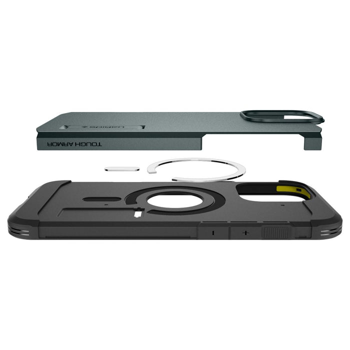 Spigen Tough Armor MagSafe Case with Stand for iPhone 16 Pro - Green
