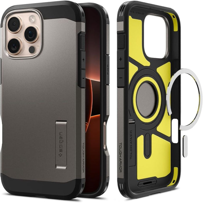Spigen Tough Armor MagSafe Case with Stand for iPhone 16 Pro Max - Gunmetal