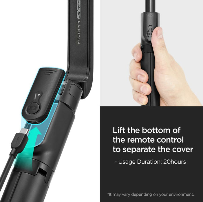 Selfie stick Spigen S580W MagSafe Bluetooth with tripod - black