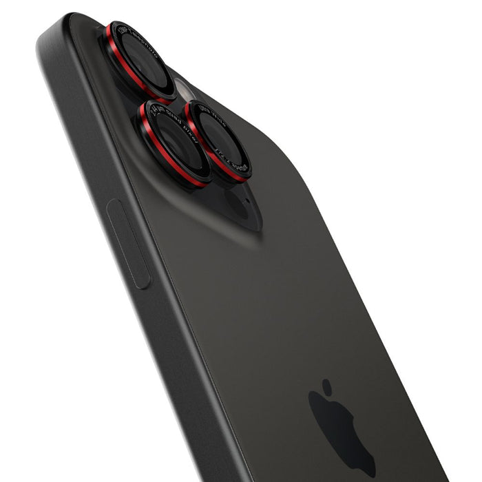 Spigen Optik Pro L-Series Glas.tR EZ Fit Tempered Glass for iPhone 14 Pro / Pro Max / 15 Pro / Pro Max / 16 Pro / 16 Pro Max / 17 Pro / 17 Pro Max - Black with Red Edge