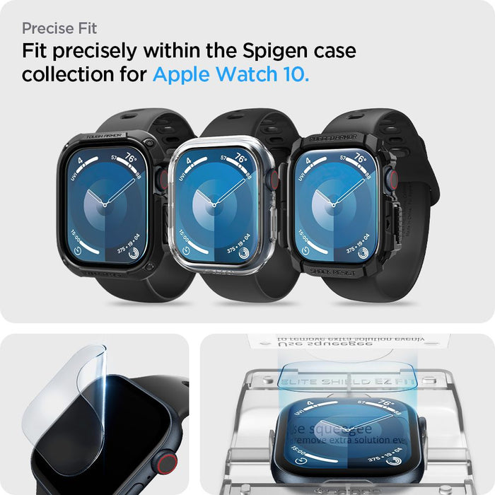 Spigen Elite Shield ”EZ FIT” Hybrid Glass 2-PACK for Apple Watch 10 (42MM) - Clear