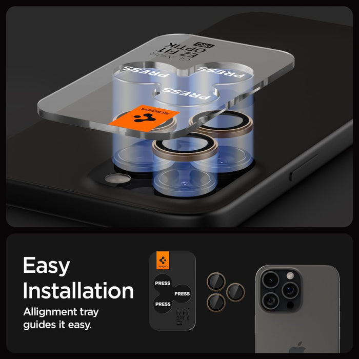 Spigen Optik Pro GLAS.TR ”EZ FIT” Camera Protector 2-PACK for iPhone 16 Pro / Pro Max - Brown