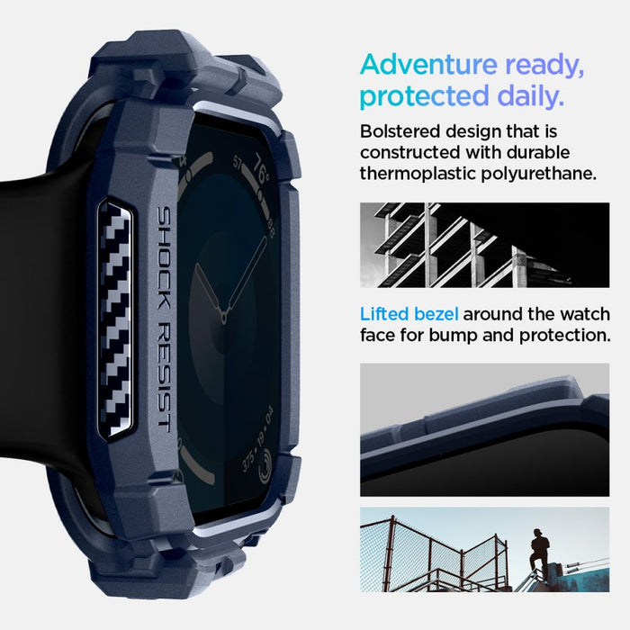 Spigen Rugged Armor Case for Apple Watch 10 46mm - Navy Blue