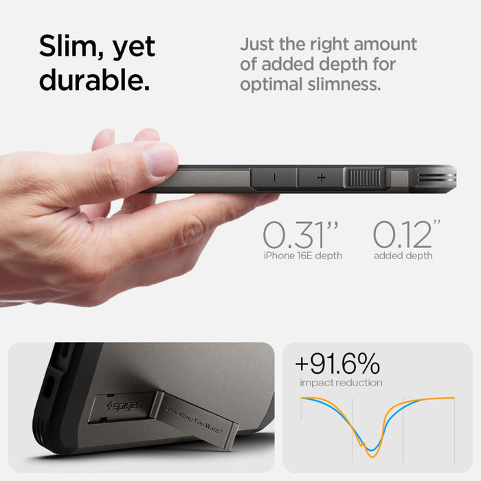 Spigen Tough Armor Case with MagSafe for iPhone 16e / 17e with Stand - Gray
